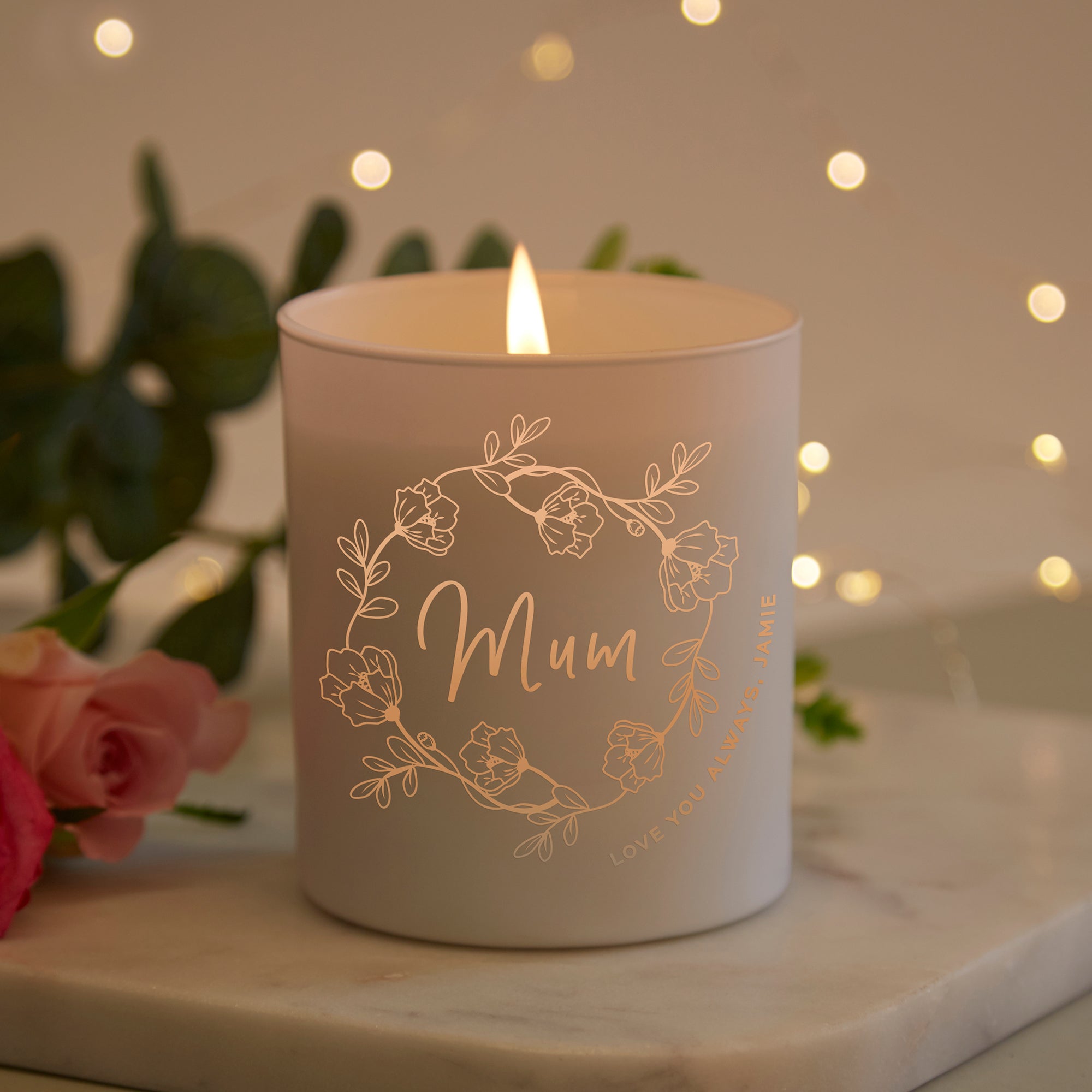 Mother's Day Gift Floral Personalised Candle – Luxury Gift Box, Unique Thoughtful Present