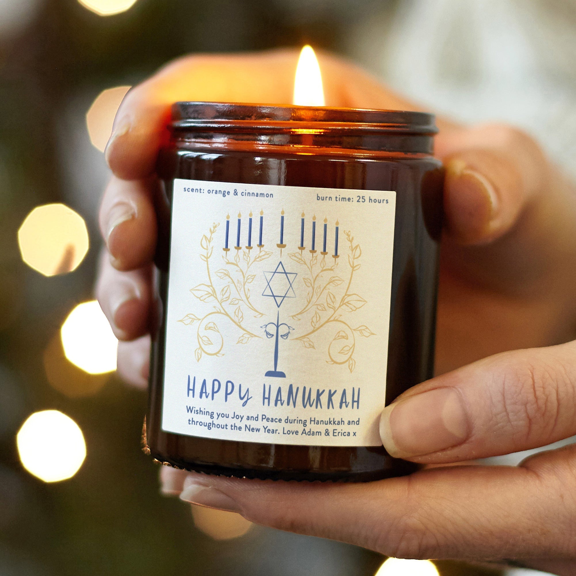 Hanukkah Gift Personalised Jar Candle – Scented Jewish Festival Candle in Luxury Box