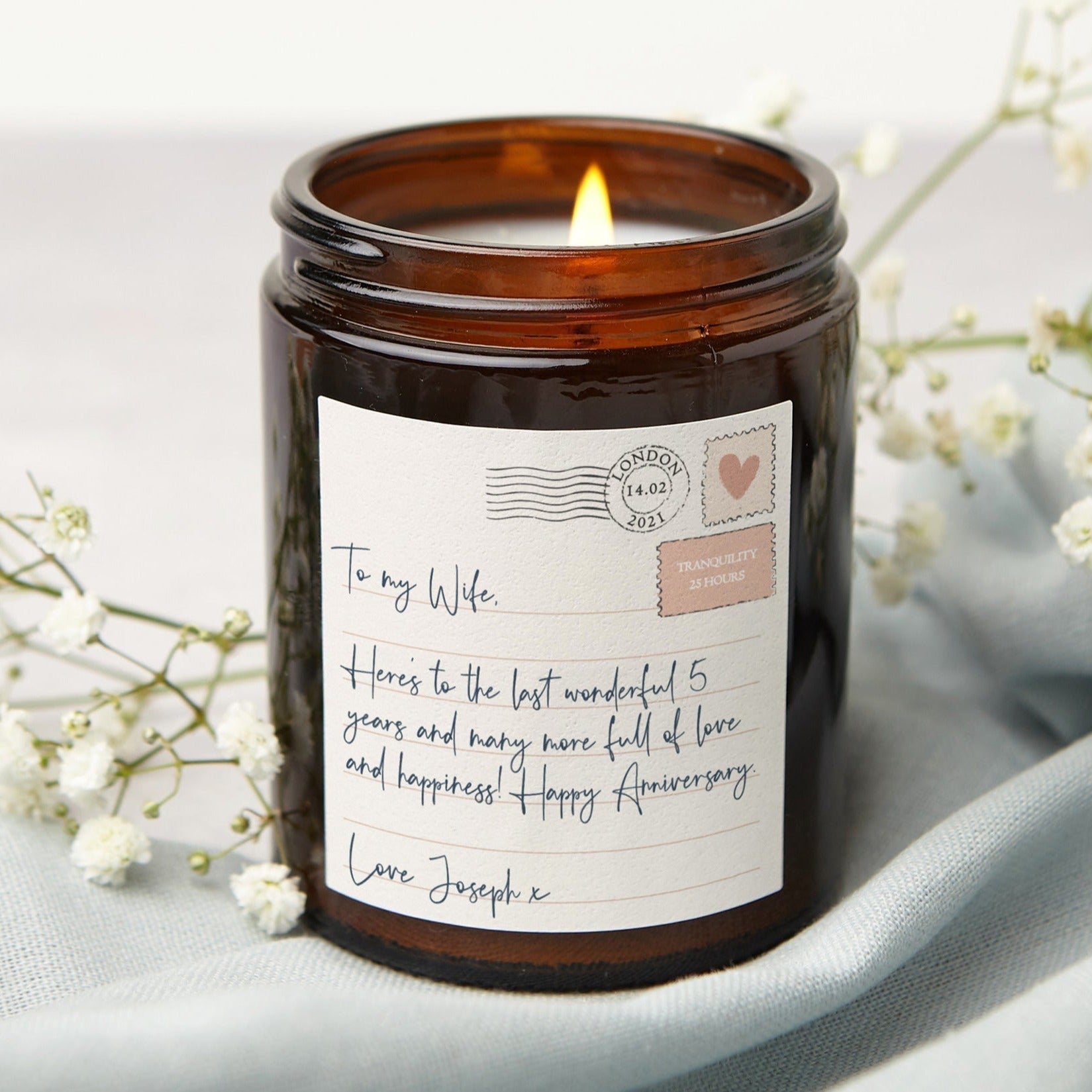Wedding Anniversary Gift Love Letter Candle in Luxury Gift-Ready Packaging, Personalised