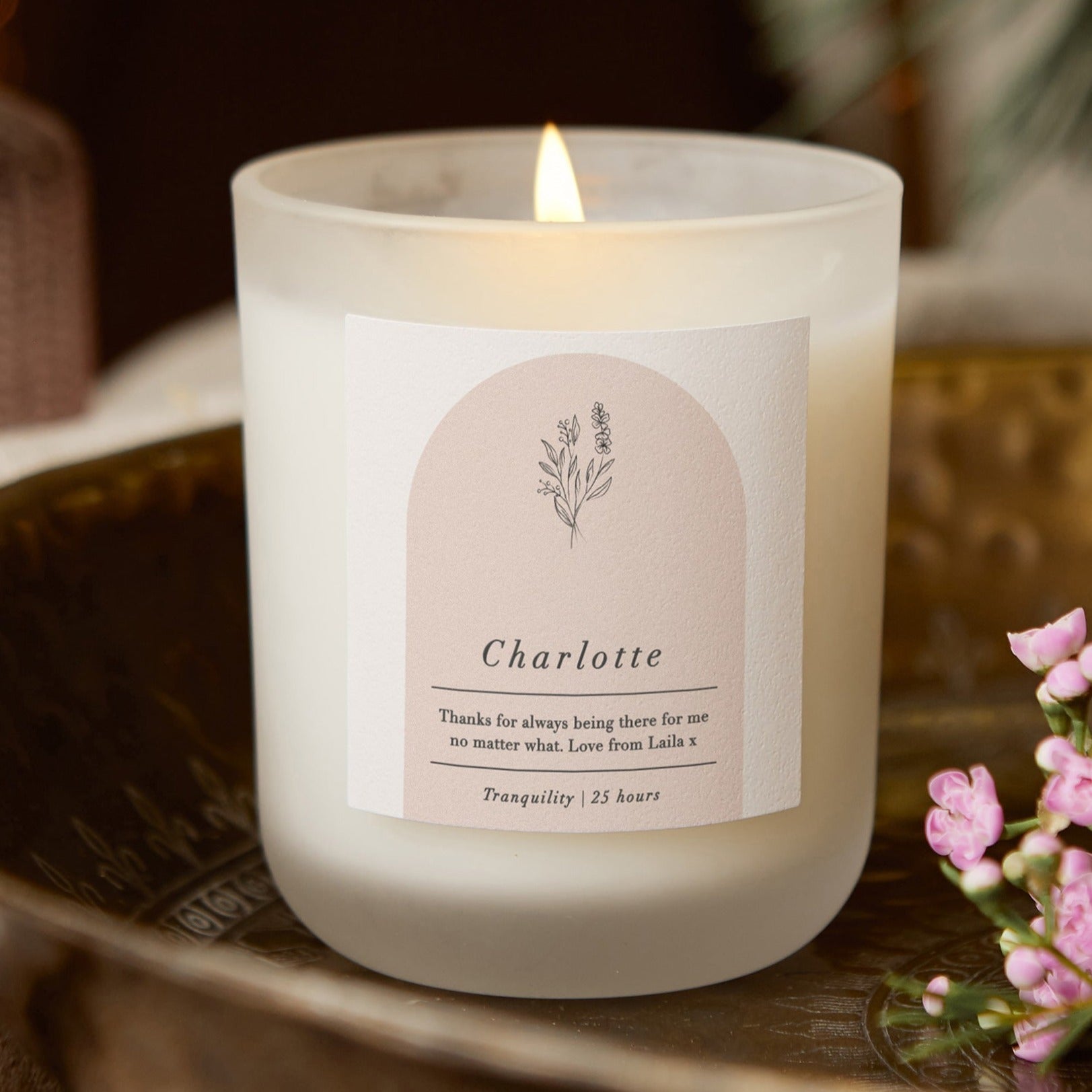 Birthday Thank You Gift Personalised Wildflower Arch Soy Wax Candle in Luxury Box