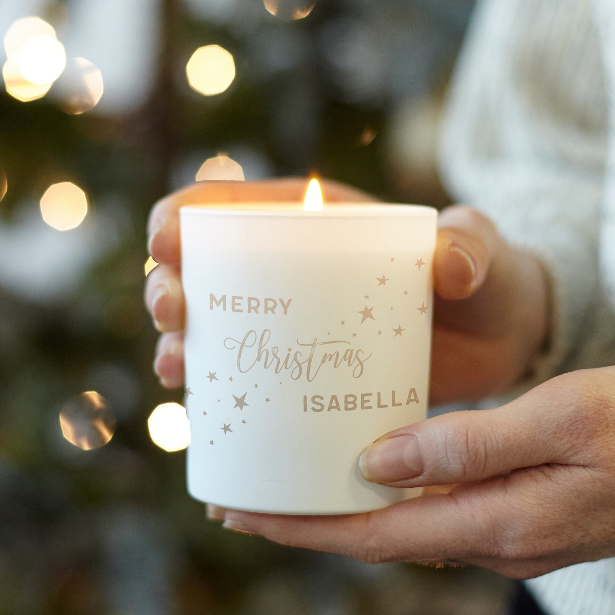 Winter Christmas Gift Personalised Scented Candle for Her Engraved Luxury Gift Box
