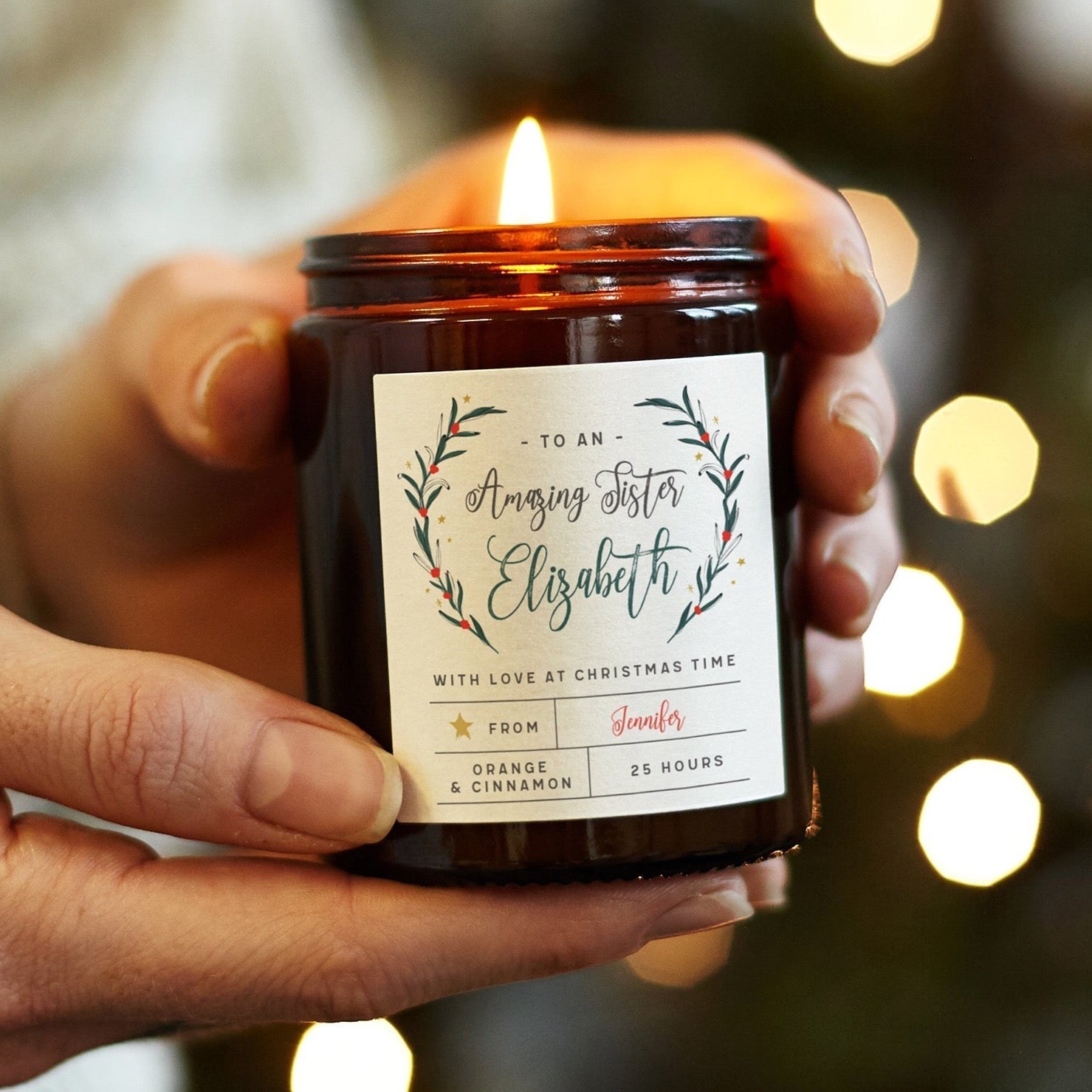 Christmas Gift for Sister – Personalised Scented Candle in Luxury Gift-Ready Packaging