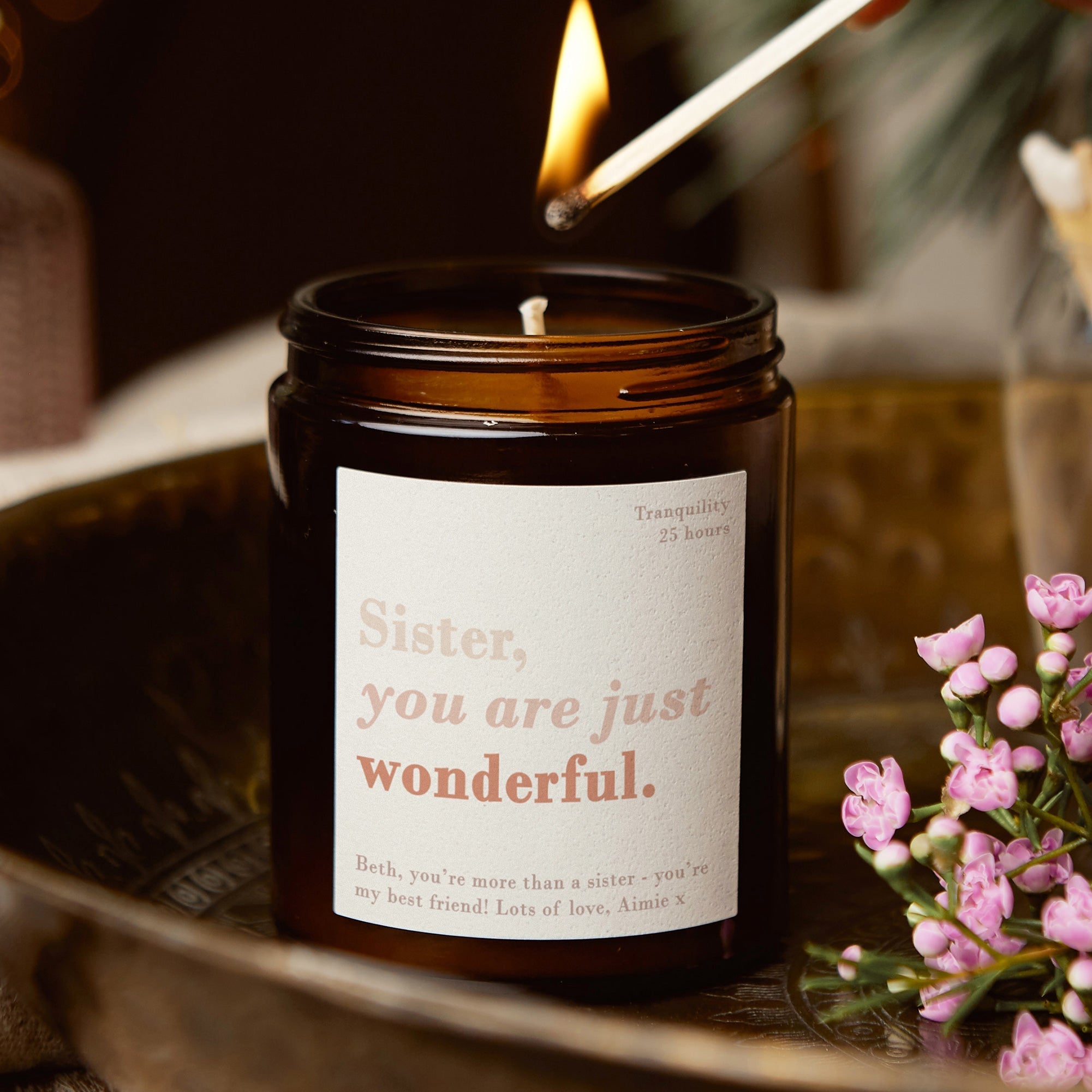 Christmas Holiday Gift Sister You Are Wonderful Candle in Luxury Gift-Ready Packaging