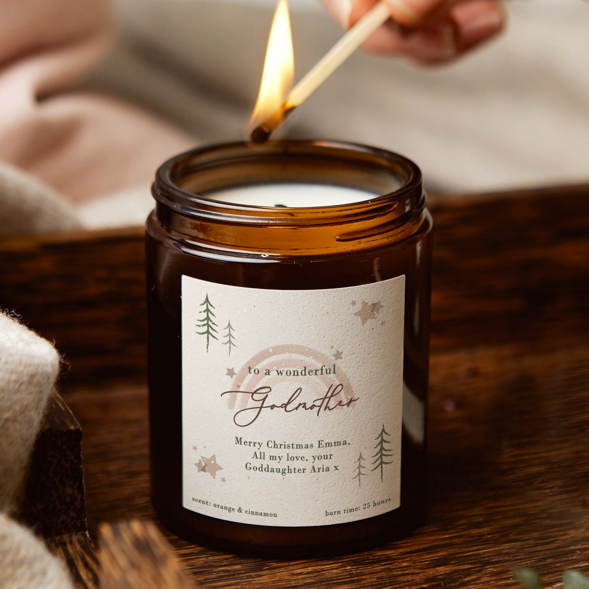 Christmas Gift for Godmother - Scented Rainbow Jar Candle in Luxury Gift Box