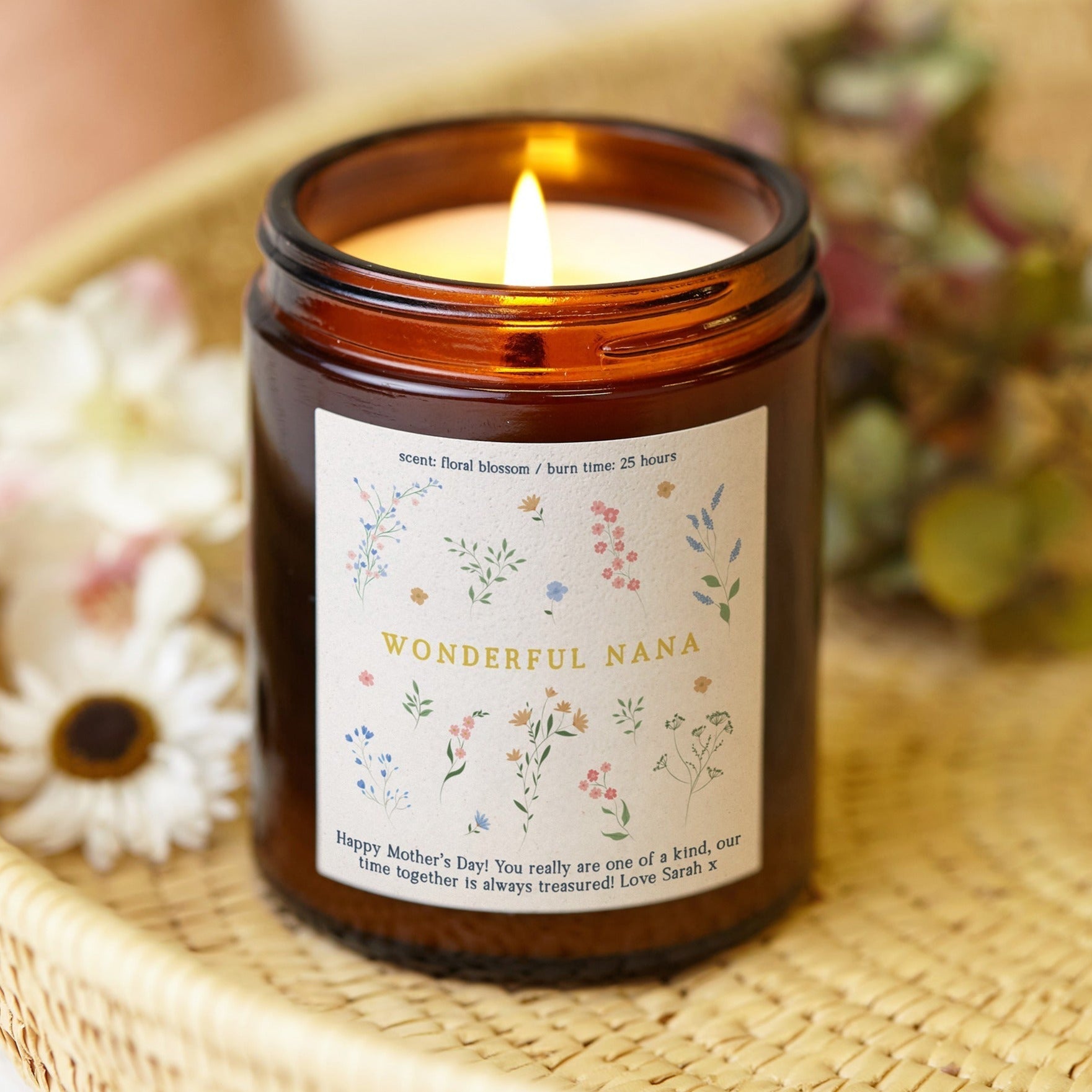 Mother's Day Gift for Nana - Personalised Soy Wax Jar Candle in Luxury Gift Box