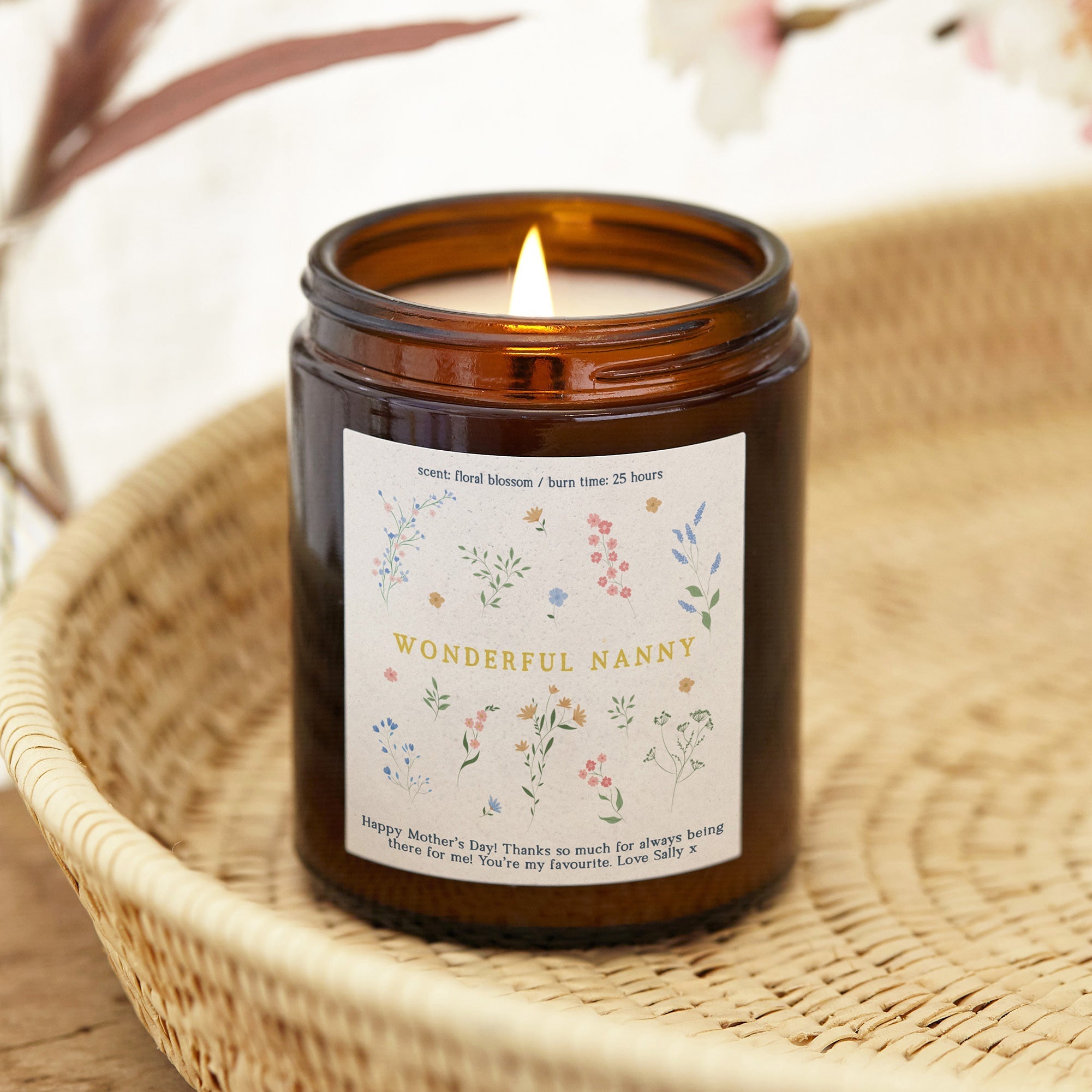 Mother's Day Gift Wonderful Nanny Jar Candle - Personalised Soy Wax, Luxury Box Ready