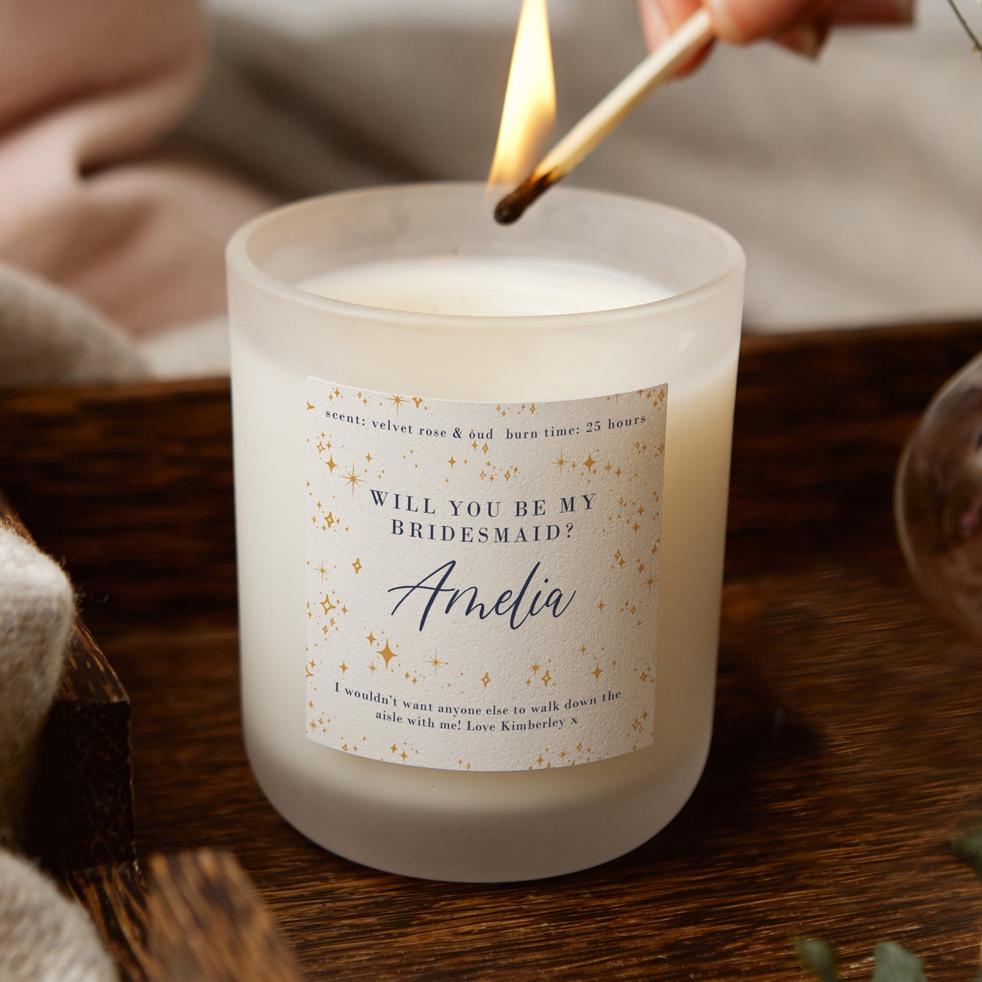Be My Bridesmaid Star Personalised Candle - Kindred Fires