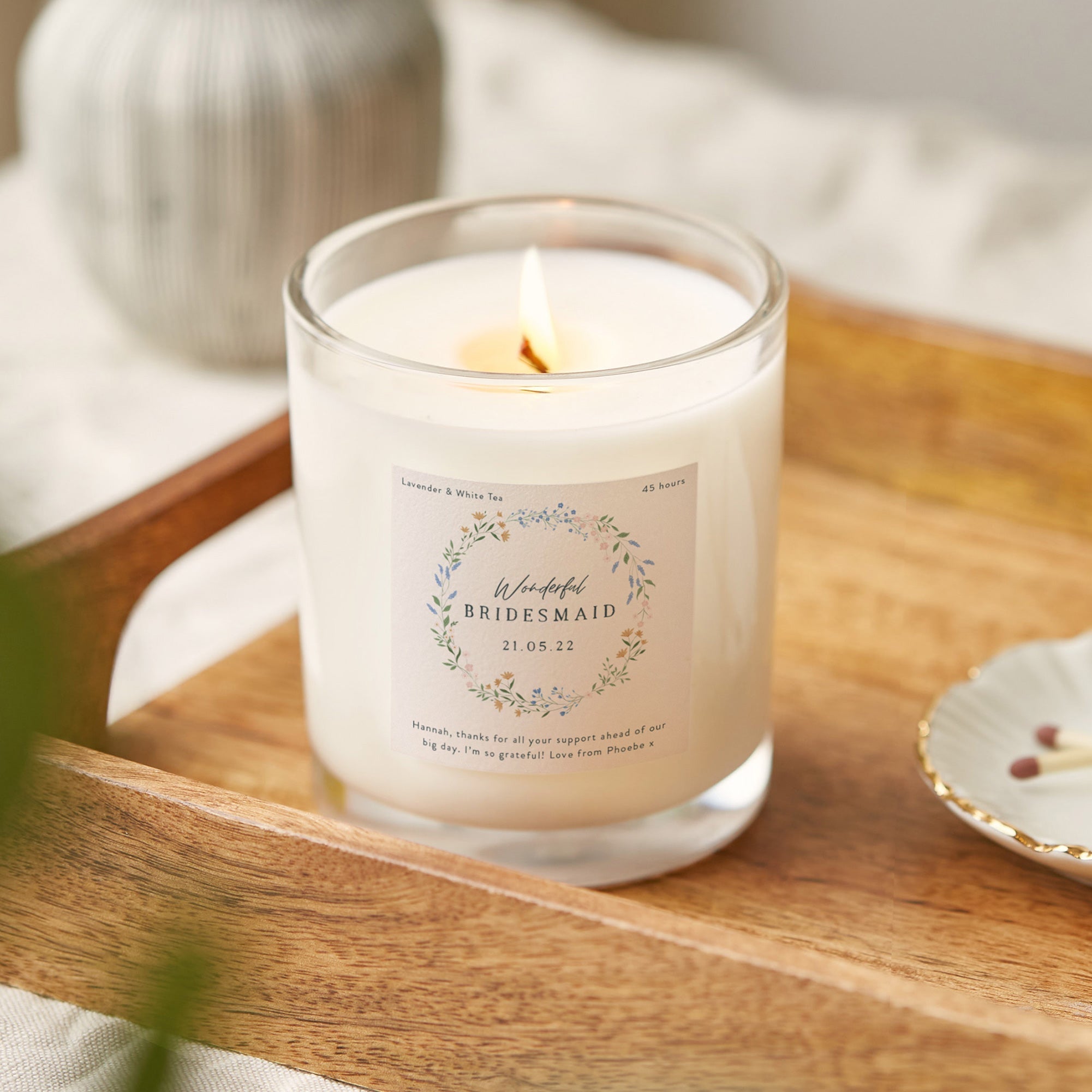 Bridesmaid Gift Personalised Luxury Scented Soy Wax Candle - Kindred Fires