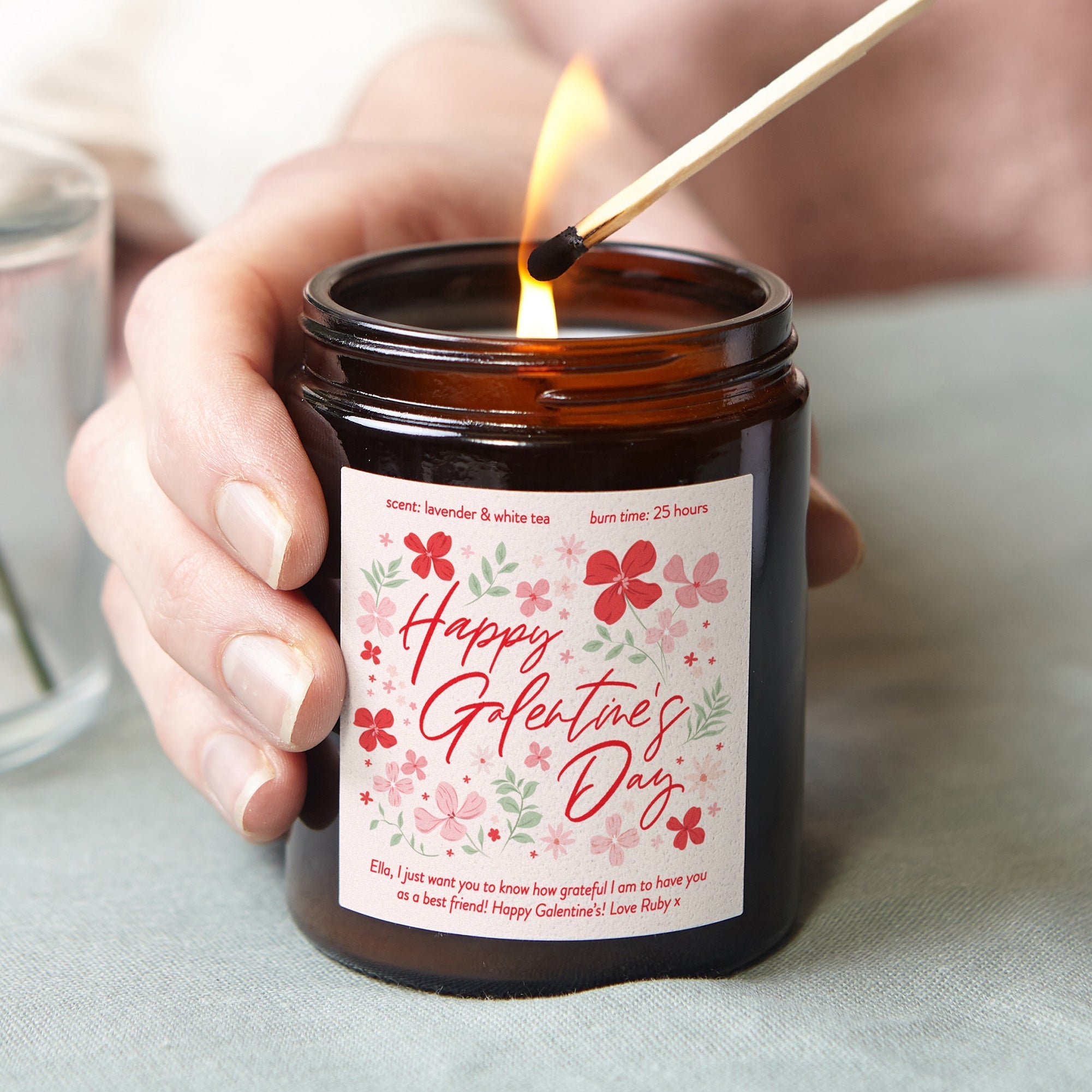 Galentine's Day Gift Personalised Candle - Kindred Fires