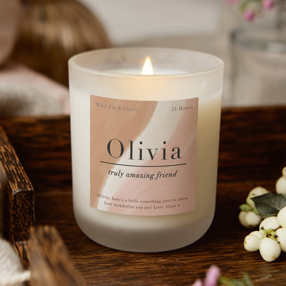 Gift for Her Personalised Candle Muted Pastel - Kindred Fires