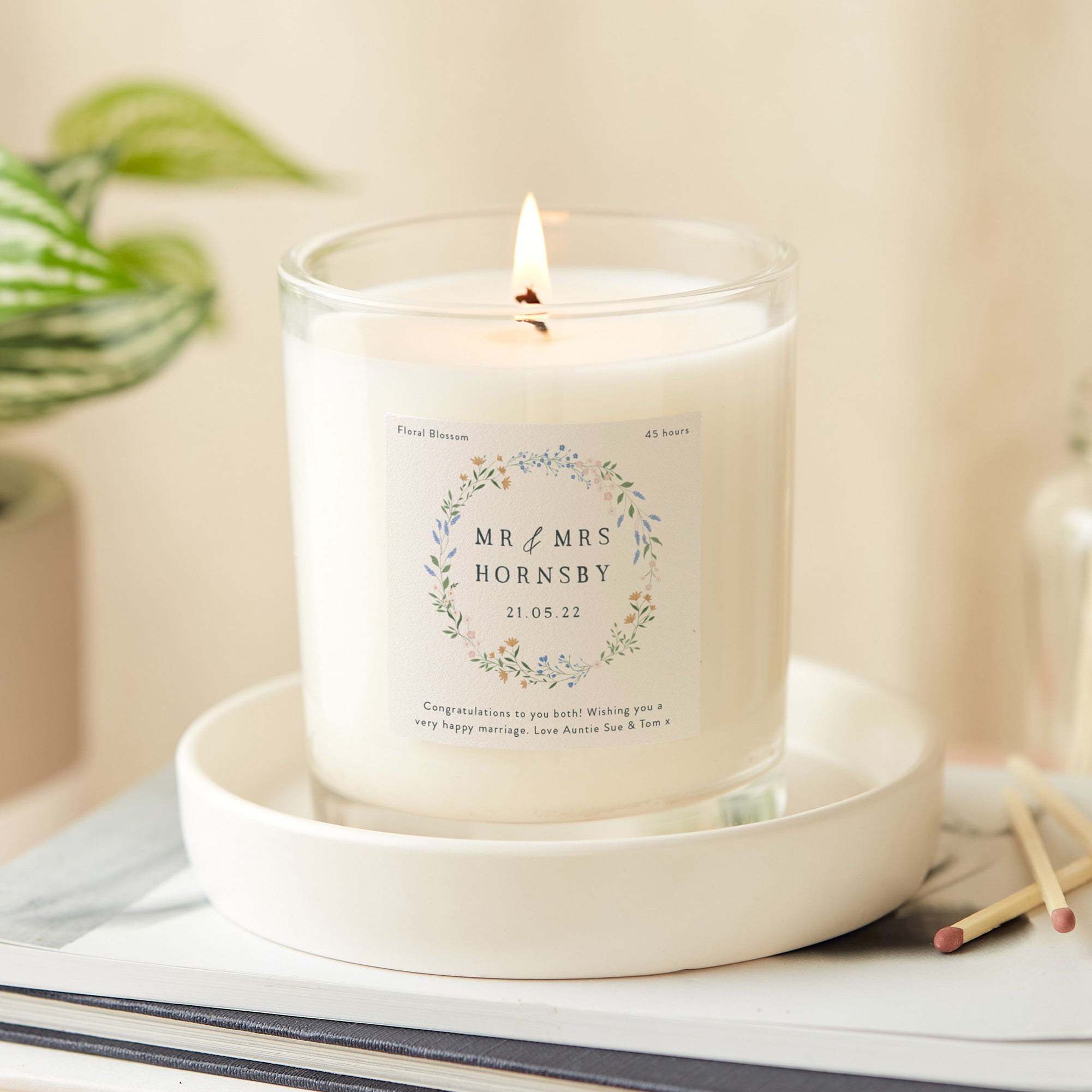 Wedding Gift for Couple Personalised Luxury Scented Soy Wax Candle - Kindred Fires