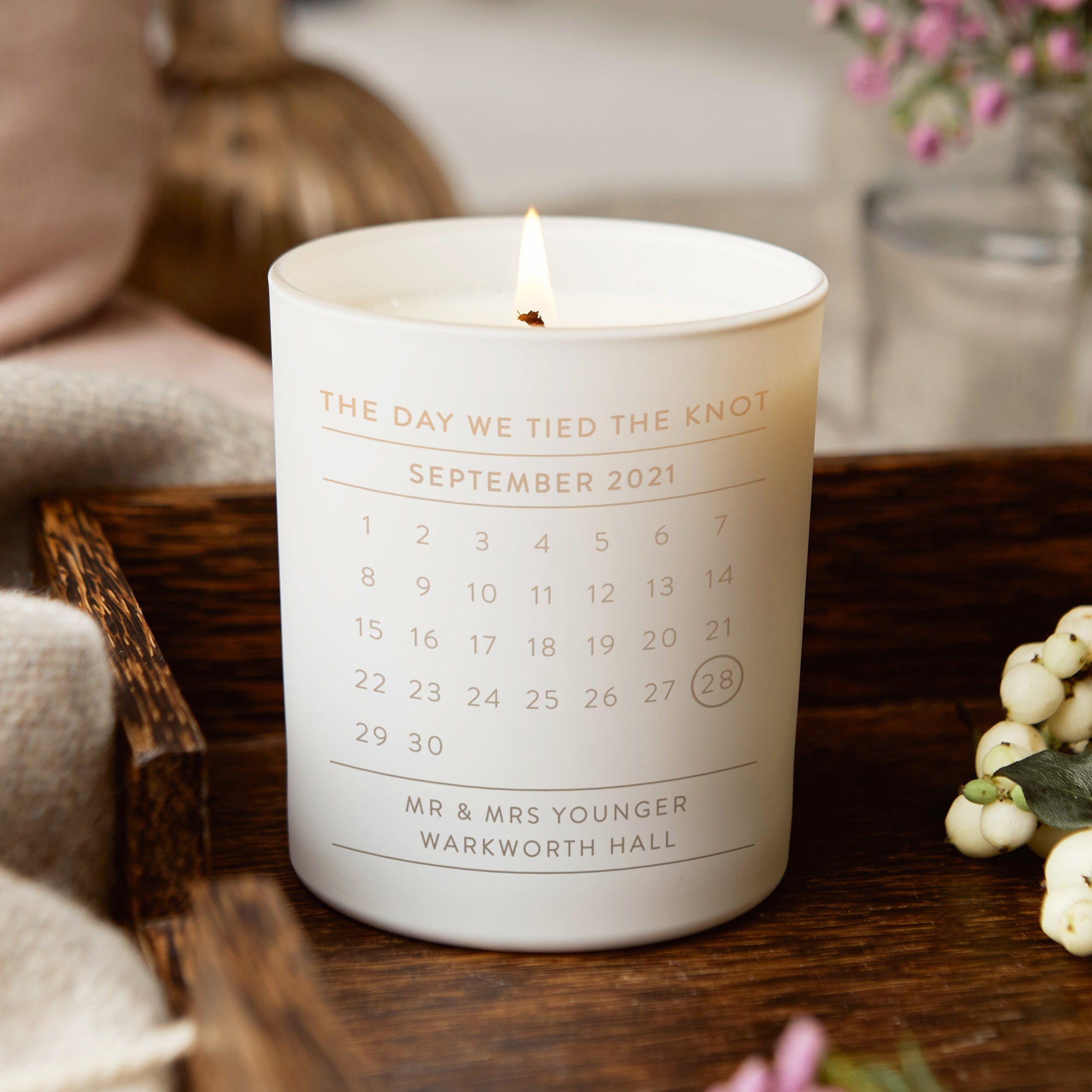 Wedding Gift Personalised Date Candle - Kindred Fires