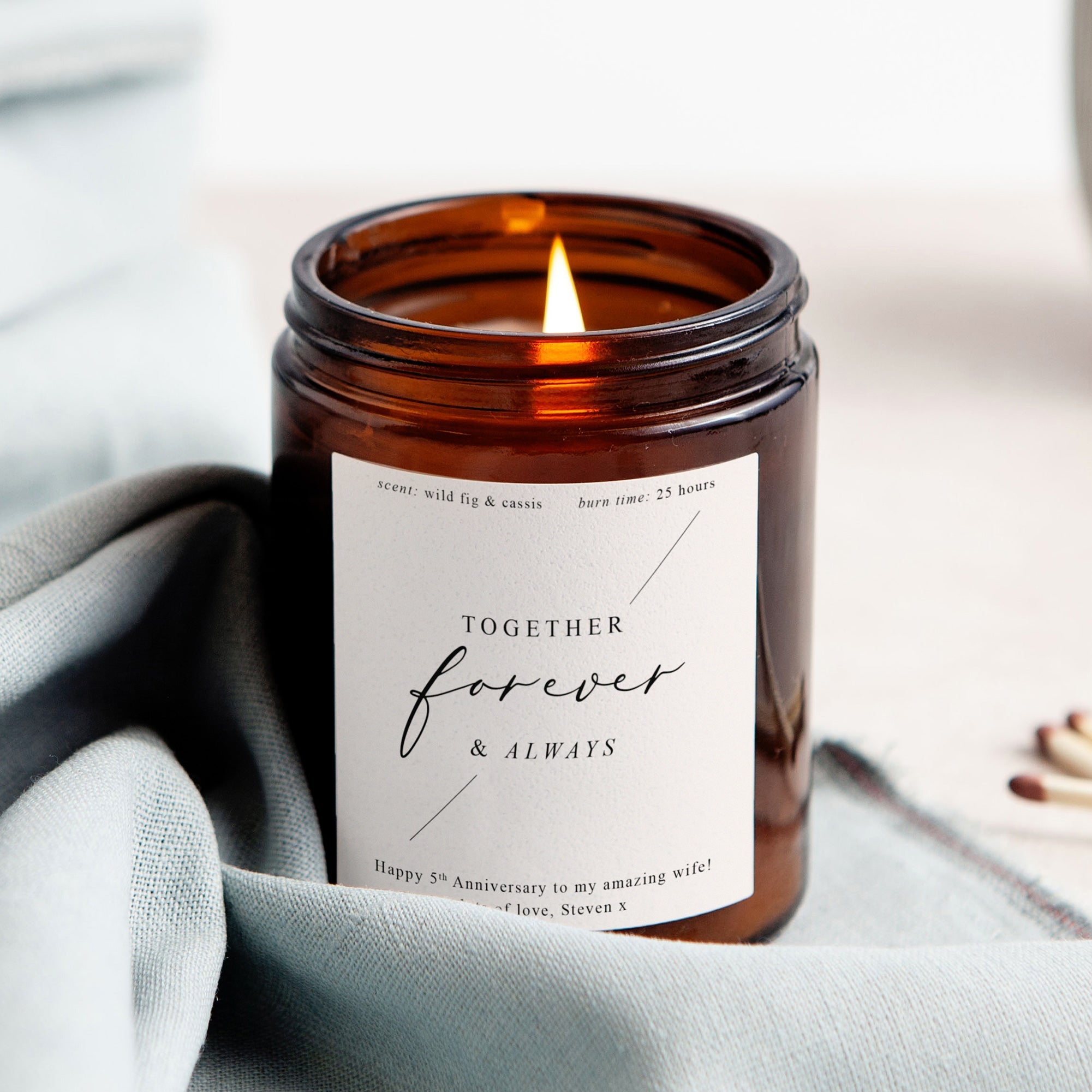 Wife Anniversary Gift Personalised Candle - Kindred Fires