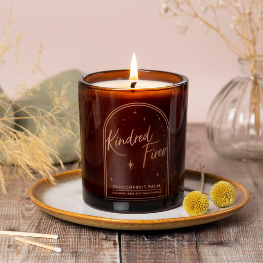 Passionfruit Palm Scented Candle Large Amber 'Glow Through' Candle