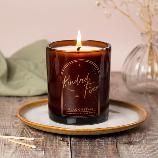 Black Velvet Scented Candle Large Amber 'Glow Through' Candle