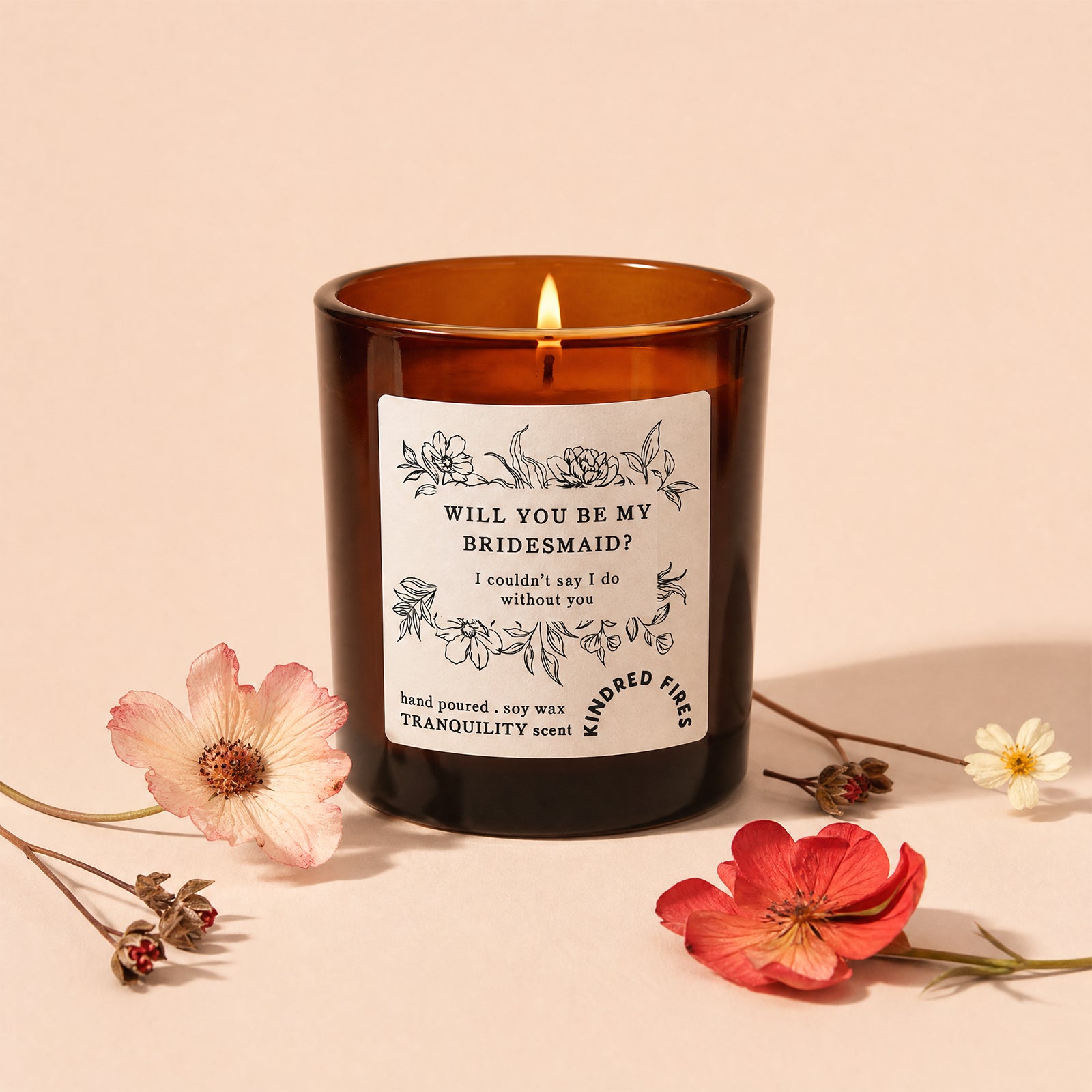 Maid of Honour Wedding Gift Wildflower Candle - Refillable in Luxury Gift Box