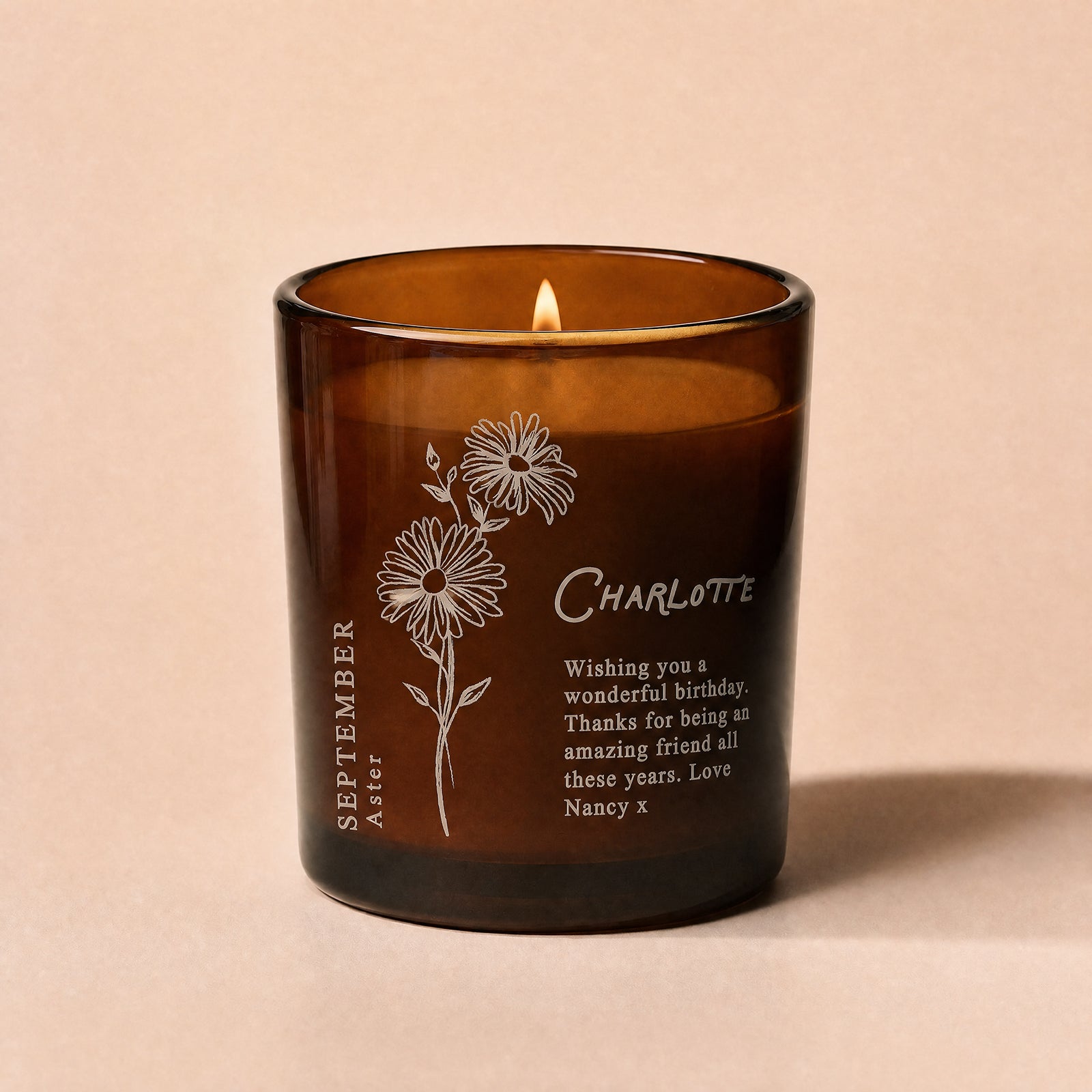 Birthday Gift Personalised Birth Flower Candle for Her – Luxury Gift Box, Ready to Gift UK