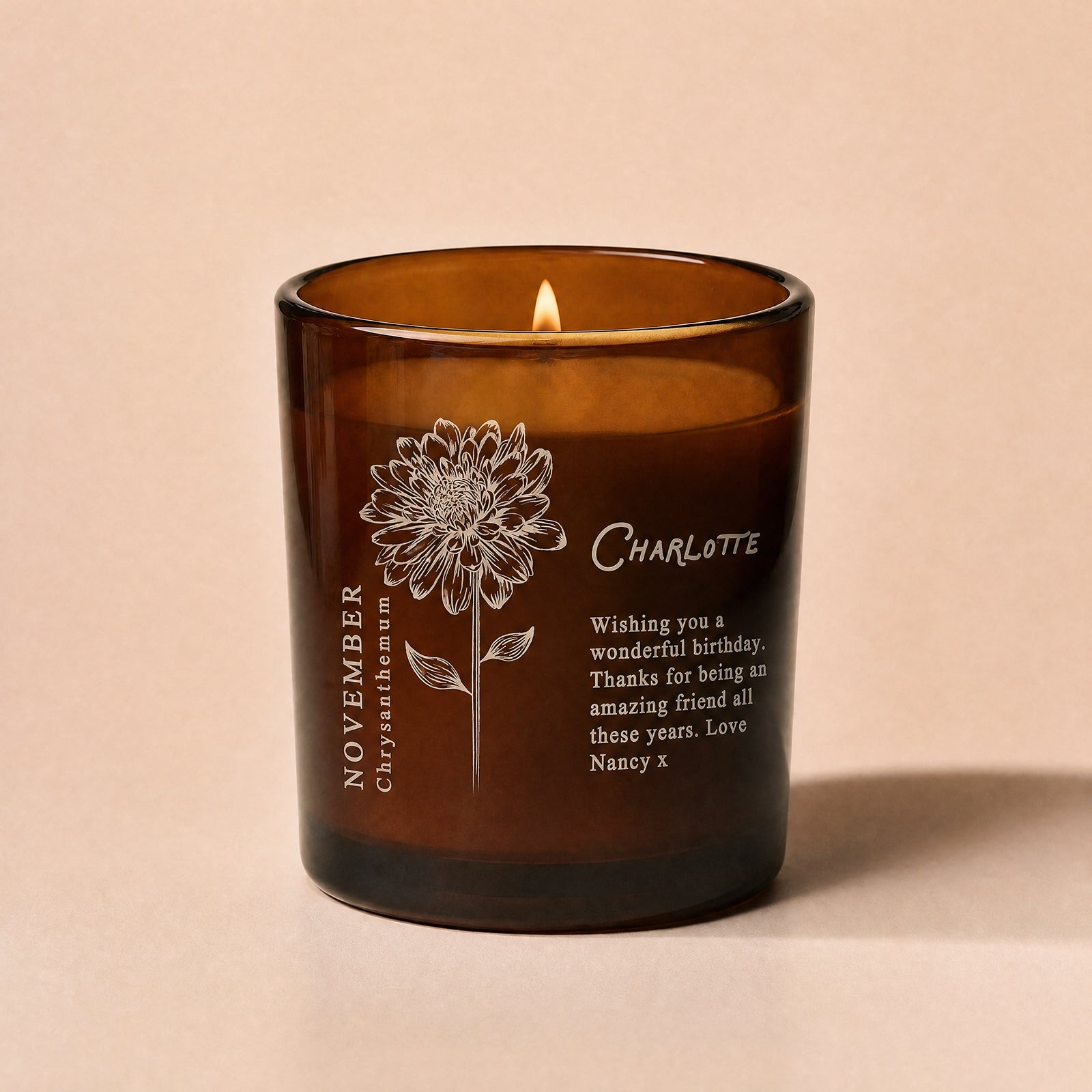 Birthday Gift Personalised Birth Flower Candle for Her – Luxury Gift Box, Ready to Gift UK
