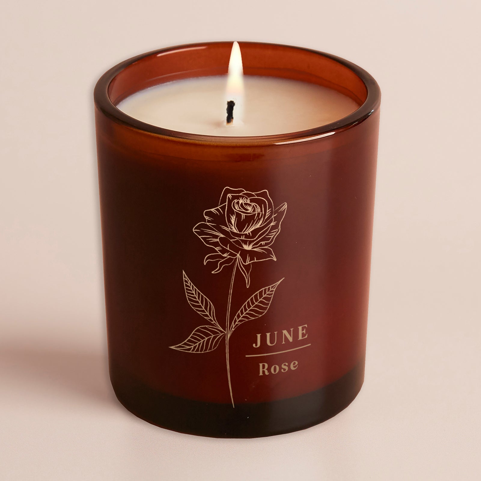 Birth Flower Gift Candle – Engraved Amber Glow Candle in Luxury Gift Box for Birthday or Thanks