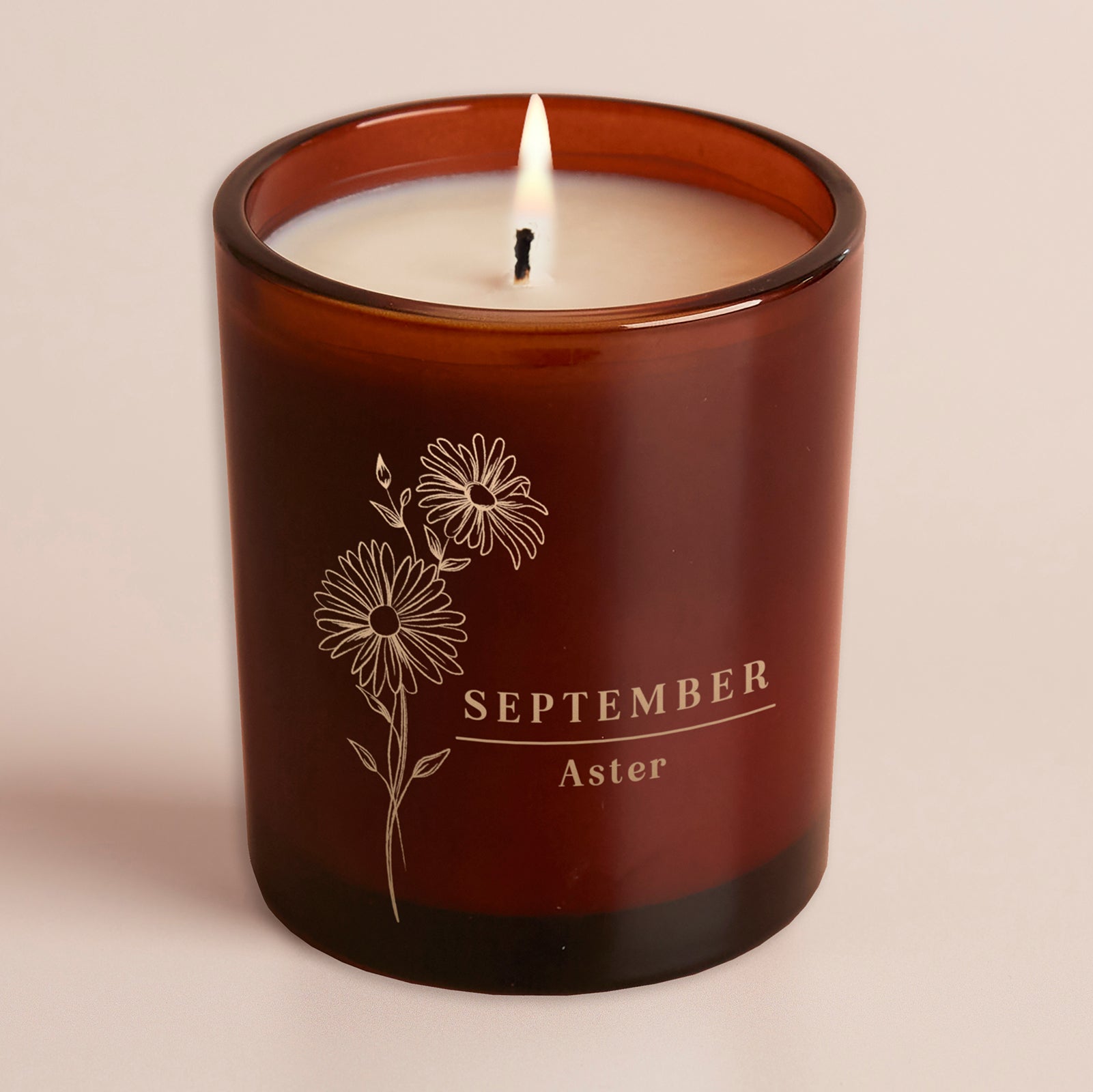 Birth Flower Gift Candle – Engraved Amber Glow Candle in Luxury Gift Box for Birthday or Thanks