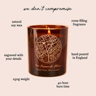Birthday & Anniversary Personalised Map Hamper Gift with Engraved Candle in Luxury Box