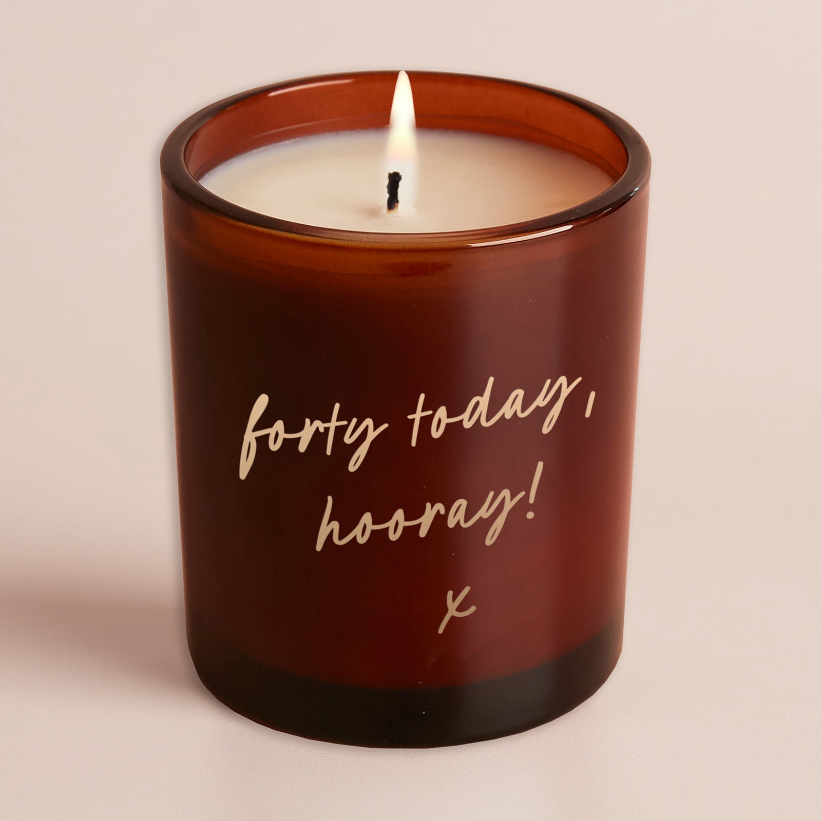 Birthday Gift Any Age Hooray Amber Glow Engraved Scented Candle in Luxury Gift Box