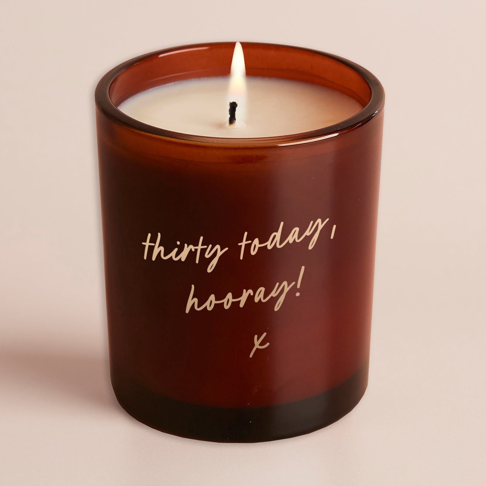 Birthday Gift Any Age Hooray Amber Glow Engraved Scented Candle in Luxury Gift Box
