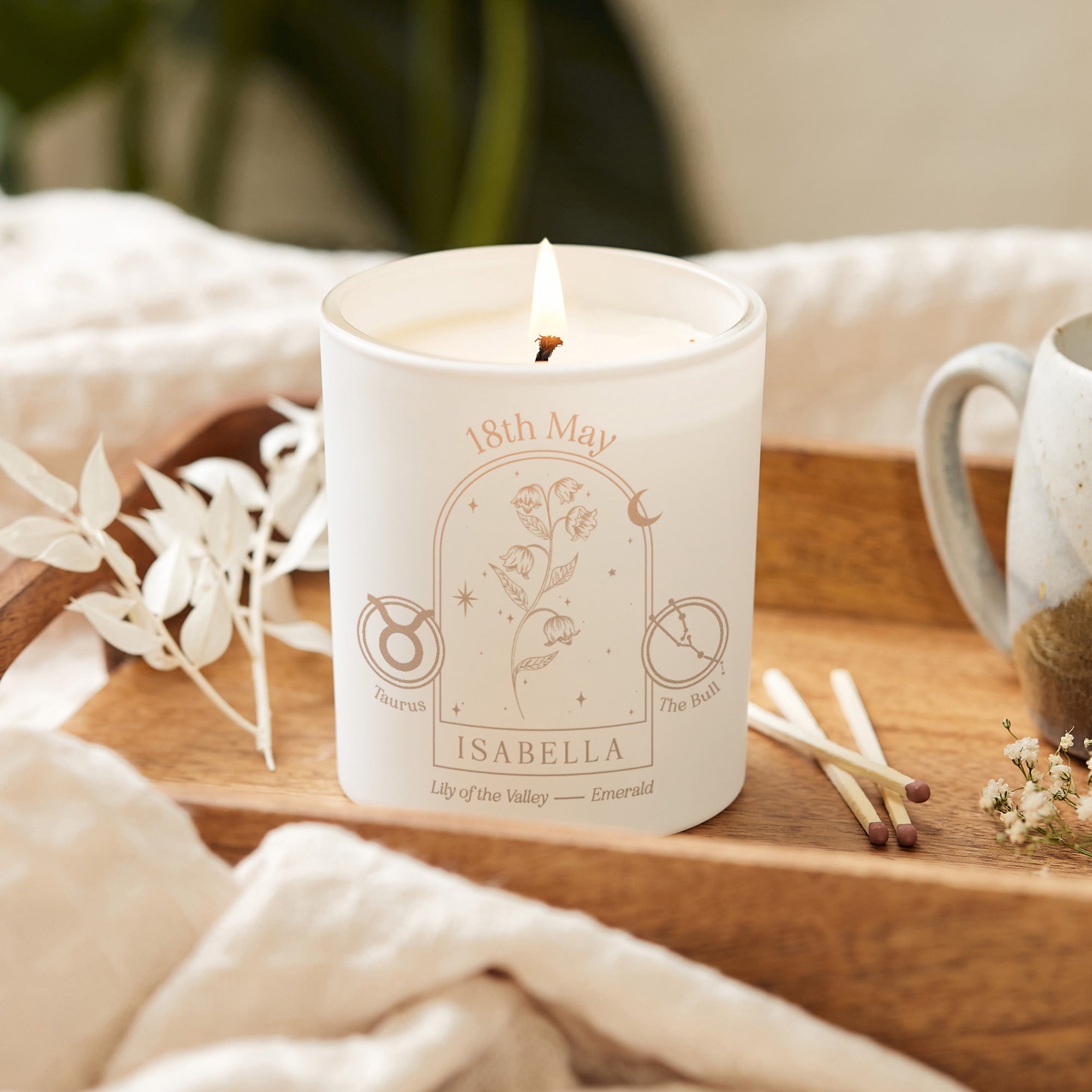 Birthday Gift Birth Date Star Sign Candle – Engraved Design in Luxury Gift Box