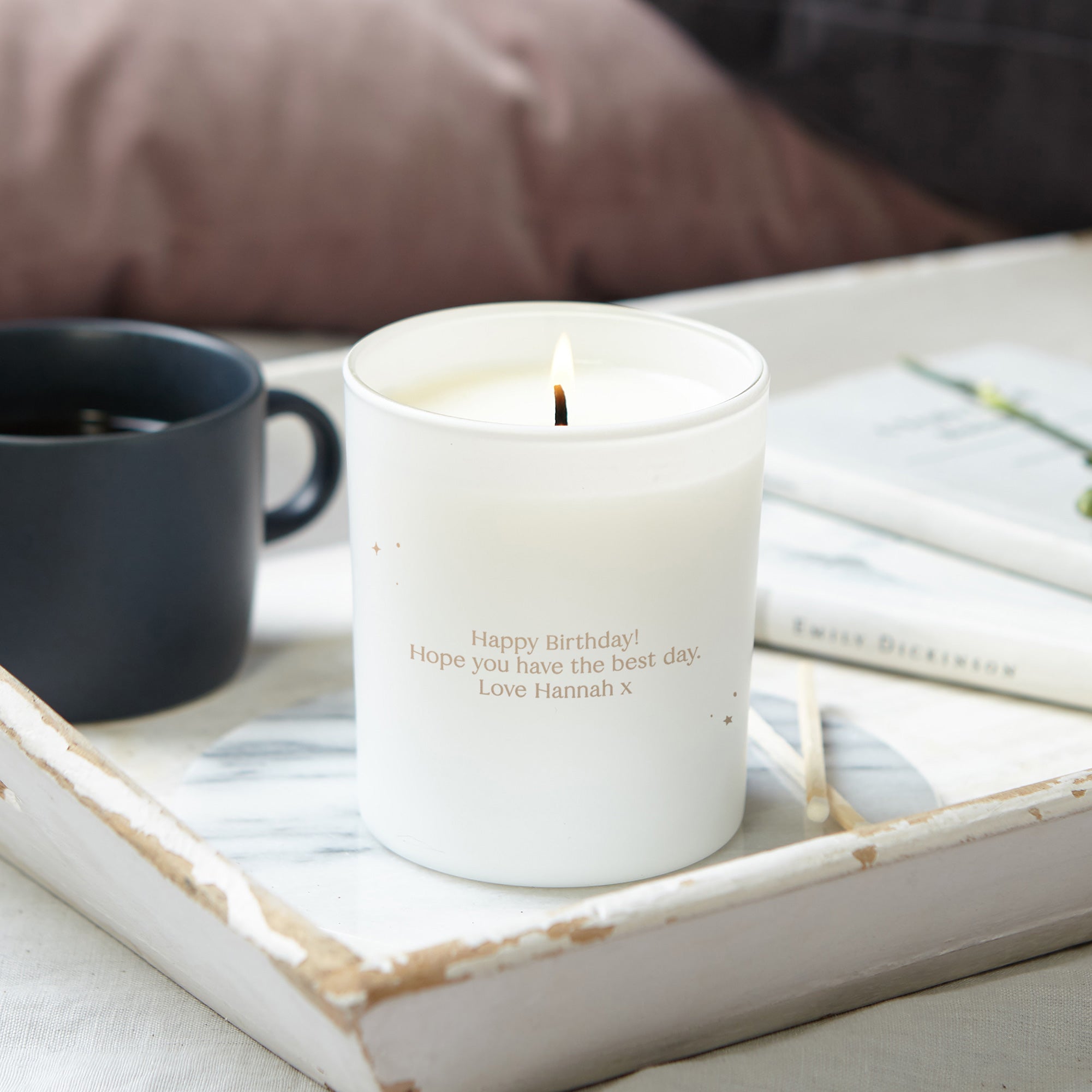 Birthday Gift Cancer Star Sign Engraved Candle - Soy Wax Scented in Luxury Gift Box