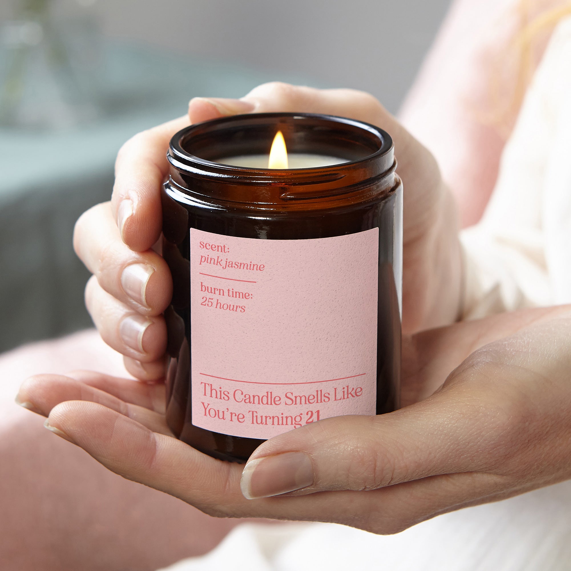 Birthday Gift Candle for Any Age - Personalised Soy Wax Pink Candle in Luxury Box