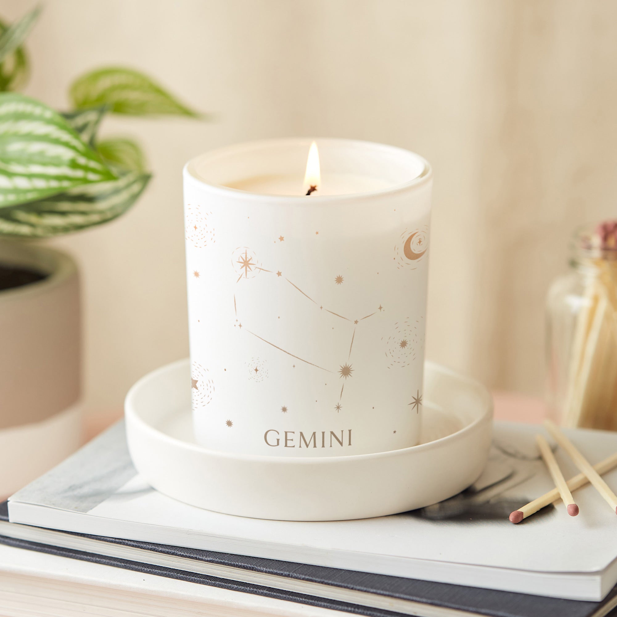 Birthday Gift Gemini Star Sign Engraved Soy Wax Candle in Luxury Gift-Ready Packaging