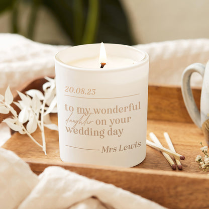 Daughter Wedding Keepsake Gift Luxury Personalised Candle
