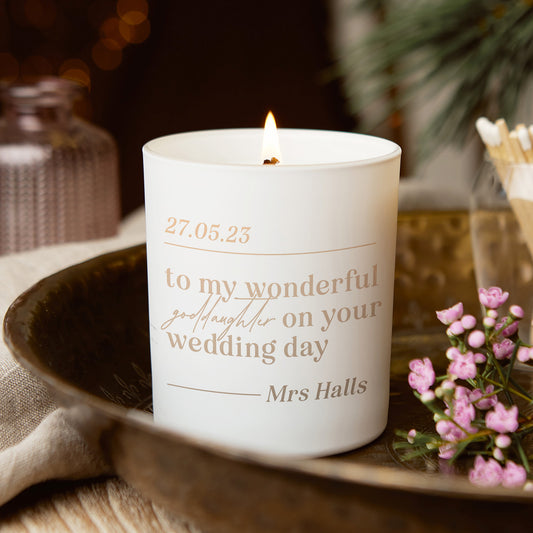 Goddaughter Wedding Keepsake Gift Luxury Personalised Candle