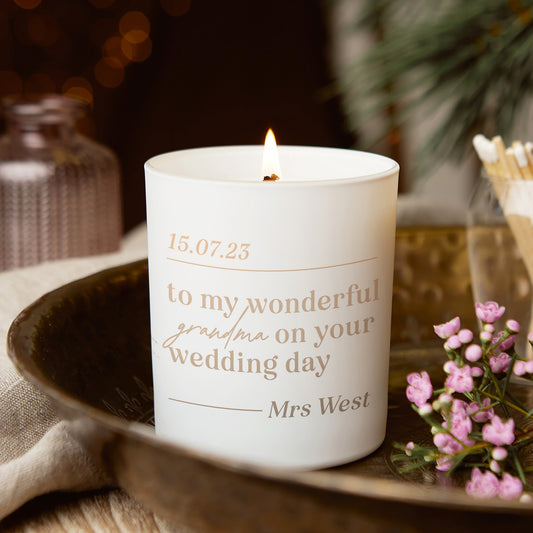 Grandma Wedding Keepsake Gift Luxury Personalised Candle