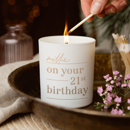 Personalised Any Age Birthday Gift for Her Glow Through Candle