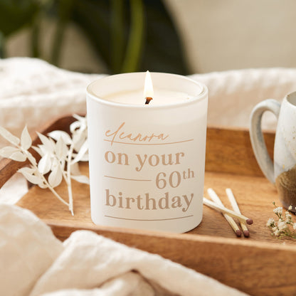 Personalised 60th Birthday Gift for Her Glow Through Candle