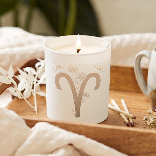 Aries Zodiac Birth Flower Personalised Candle Gift