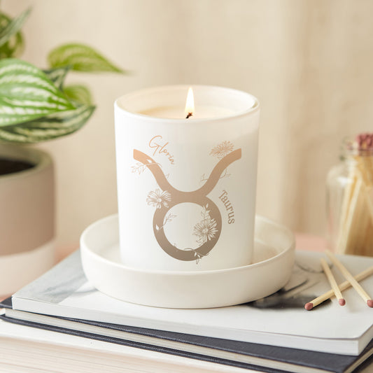 Taurus Zodiac Birth Flower Personalised Candle Gift