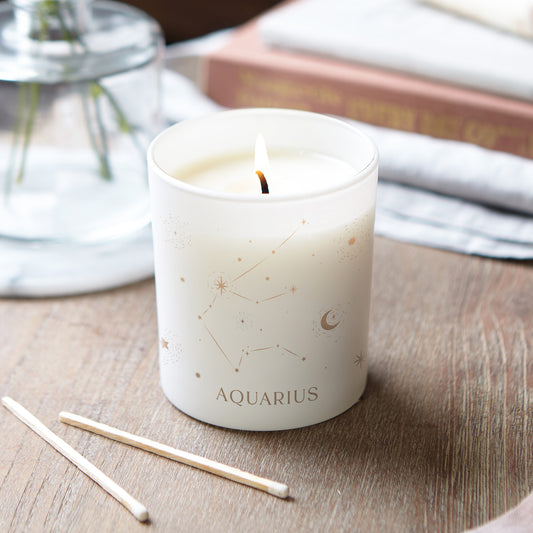 Aquarius Star Sign Candle Gift Zodiac Constellation Glow Through Candle