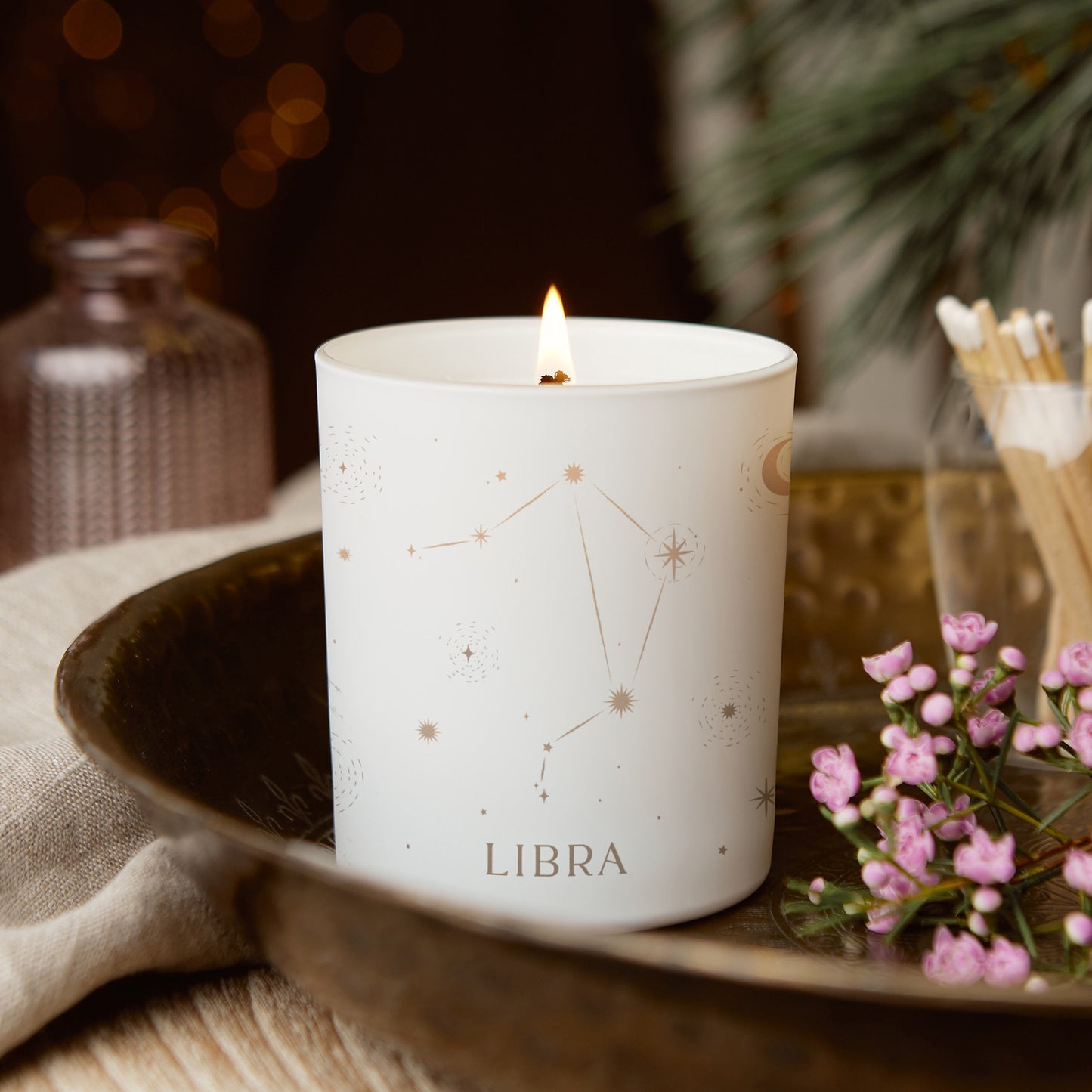 Libra Star Sign Candle Gift Zodiac Constellation Glow Through Candle