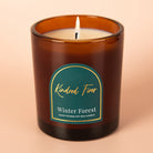 Christmas Gift Winter Forest Scented Amber Candle with Pine Woody Aroma, Luxury Box