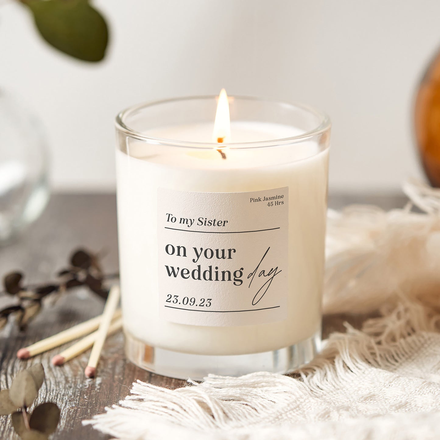 Sister Wedding Gift Scented Wax Glass Candle