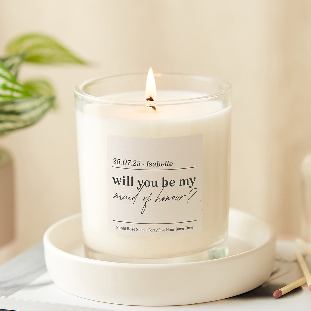 Be My Maid of Honour Gift Simple Wax Glass Candle