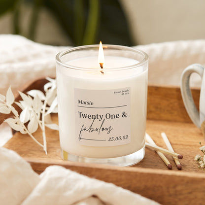 21st Birthday Gift for Her Twenty One And Fabulous Candle