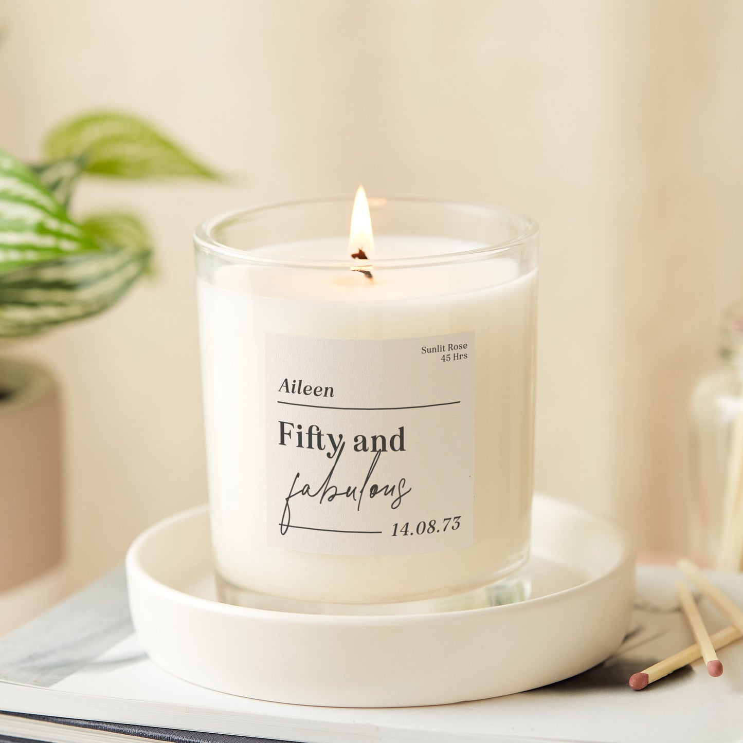 50th Birthday Gift for Her Fifty And Fabulous Candle