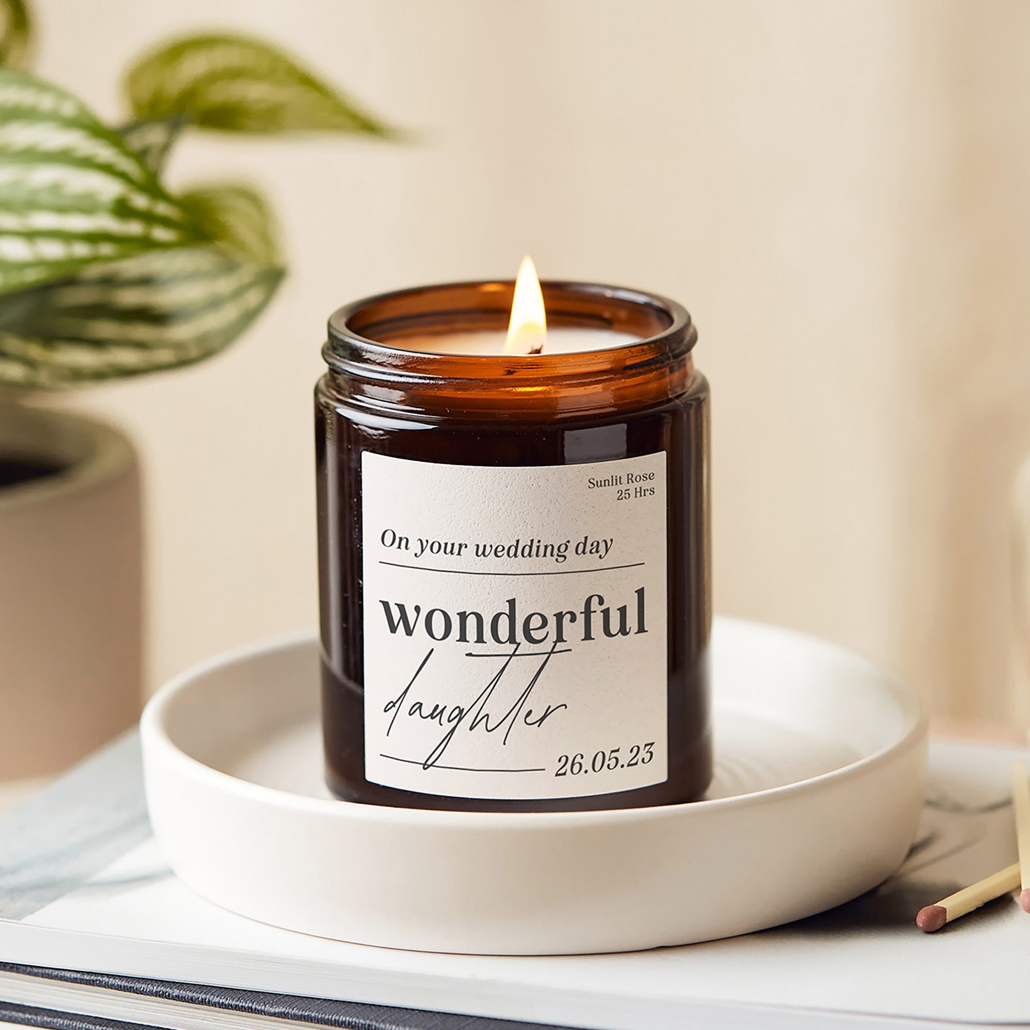 Daughter Wedding Gift - Personalised Scented Soy Wax Jar Candle in Luxury Gift Box