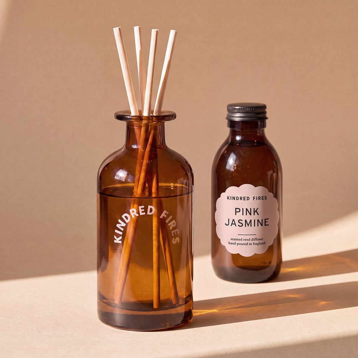Large Refillable Soy Candle & Reed Diffuser Bundle - Pink Jasmine