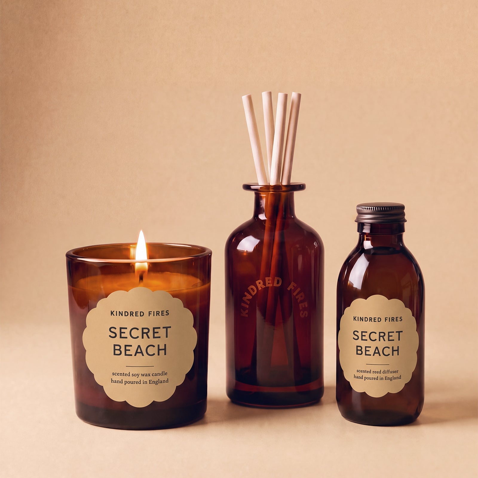 Secret Beach Large Refillable Soy Candle & Reed Diffuser Bundle