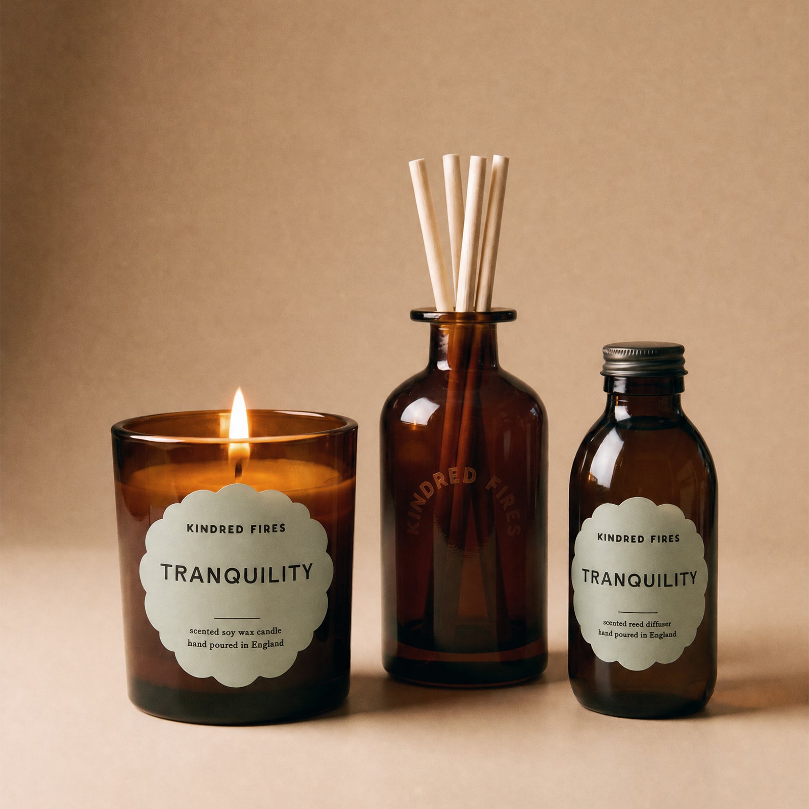 Tranquility Large Refillable Soy Candle & Reed Diffuser Bundle