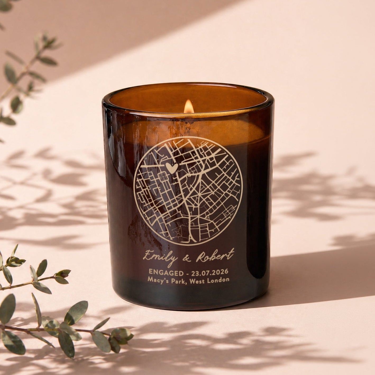 Engagement Gift Map Candle – Personalised Refillable Luxury Candle in Gift-Ready Box